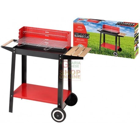 MAX BBQ CON RUOTE E SOSTEGNI LATERALI LEGNO