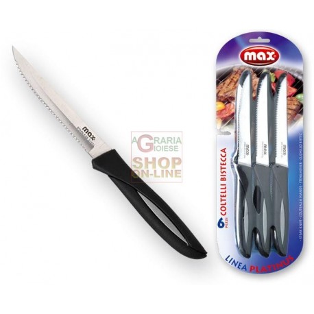 MAX COLTELLI BISTECCA SATINATI 6PZ/BLISTER