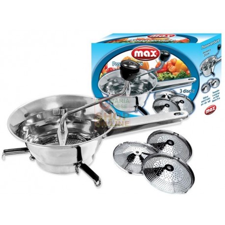 MAX PASSAVERDURE ACCIAIO INOX CON 3 DISCHI DIAMETRO CM. 24