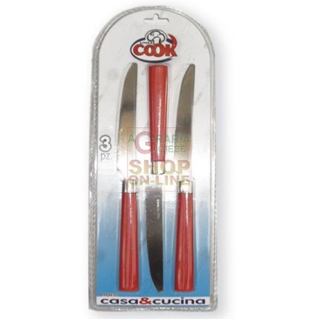 MAX SET 3 COLTELLI M/COLOR ROSSO/BIANCO