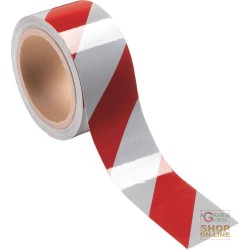 NASTRO ADESIVO RETRORIFLETTENTE DM 7209 LOSANGHE DIAGONALI  CONFEZIONE 10 MT  COLORE BIANCO ROSSO