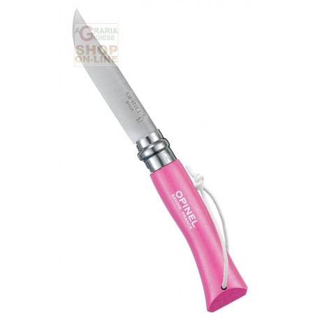 OPINEL INOX N. 7 MANICO BARODEUR COLORE ROSA-FUXIA CON LACCETTO