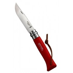 OPINEL INOX N.8 MANICO BARODEUR COLORE ROSSO CON LACCETTO