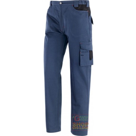 PANTALONE 100% COTONE MULTITASCHE COLORE BLU TG S XXXL