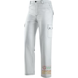 PANTALONE 100% COTONE SANFORIZZATO GR  250  MULTITASCHE  CUCITURE IN CONTRASTO  COLORE BIANCO  TG  S XXL