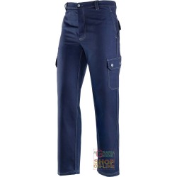 PANTALONE 100% COTONE SANFORIZZATO GR  250  MULTITASCHE  CUCITURE IN CONTRASTO  COLORE BLU  TG  S XXL