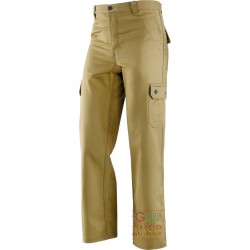 PANTALONE 100% COTONE SANFORIZZATO GR  250  MULTITASCHE  CUCITURE IN CONTRASTO  COLORE KAKI  TG  S XXL