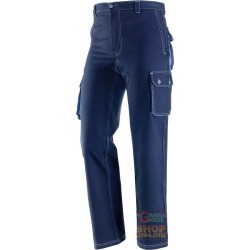 PANTALONE 98% COTONE SANFORIZZATO 2% LYCRA GR  250  ELASTICIZZATO  BICOLORE BLU AZZURRO  TG  S M L XL XXL