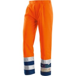 PANTALONE A V  40% POLIESTERE 60% COTONE CON BANDE RETRORIFLETTENTI 3M  COLORE ARANCIO BLU  TG  46 60