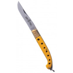 Paolucci Coltello zuavo manico giallo testine in ottone lama inox cm. 15