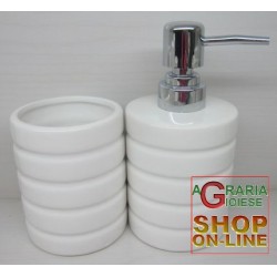 SERIE PORTA SPAZZOLINO E SAPONE PER BAGNO DA APPOGGIO IN CERAMICA DUE PEZZI