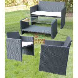 SET SALOTTO GIARDINO MOD. CANNES SIMIL RATTAN TESTA MORO