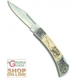 SHARP COLTELLO CON MANICO BIANCO INCISO CINGHIALE CM. 18 6255SH