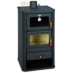 STUFA A LEGNA IN ACCIAIO MOD. FIRENZE CON FORNO COLORE ANTRACITE CM. 49X46X93