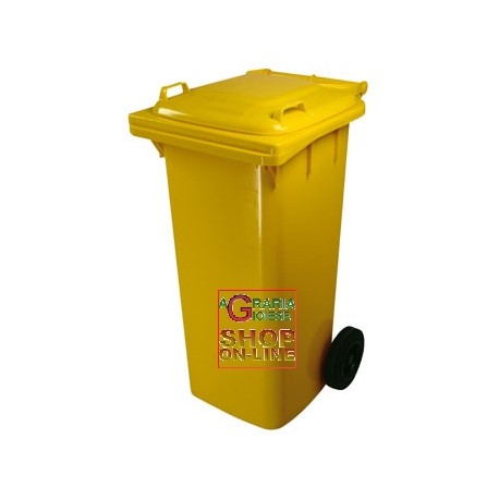 BIDONE NETTEZZA URBANA QUADRATO CON RUOTE LT. 120 GIALLO