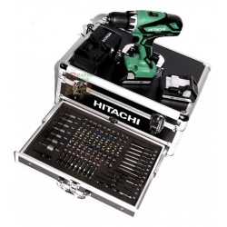 TRAPANO AVVITATORE A PERCUSSIONE HITACHI DV18DJL CON 2 BATTERIE 18V LITIO 1.5AH CON KIT VALIGETTA ALLUMINO