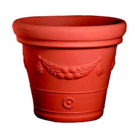 VASO IN PLASTICA FESTONATO COLORE TERRACOTTA CM. 45