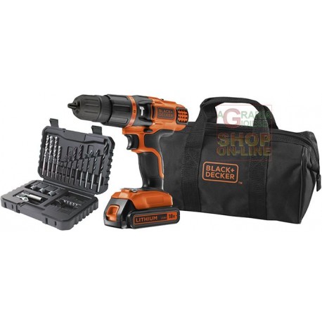 BLACK AND DECKER TRAPANO A PERCUSSIONE BATTERIA 18VP LITIO MOD.