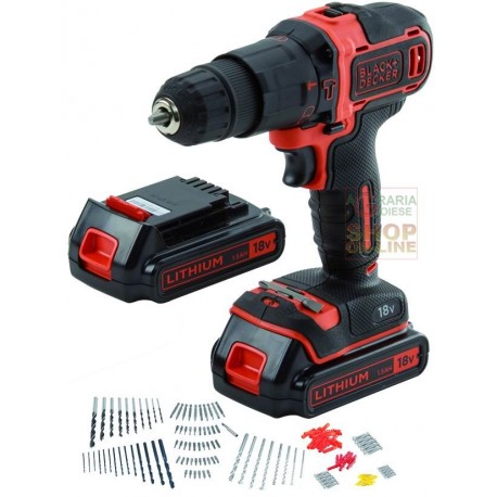 BLACK AND DECKER TRAPANO A PERCUSSIONE CON 2 BATTERIE LITIO 18V