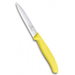 VICTORINOX SPELUCCHINO LAMA ONDULATA INOX MANICO GIALLO