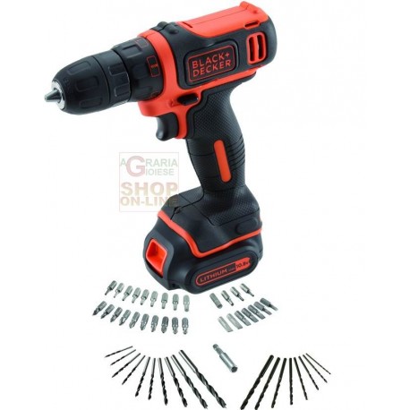 BLACK DECKER TRAPANO A BATTERIA A LITIO CDD12AT-QW SET-50