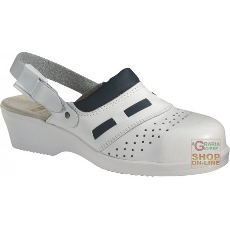 ZOCCOLO DONNA IN PELLE CON CINTURINO COLORE BIANCO TG 35 41