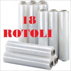 18 ROTOLI PELLICOLA ESTENSIBILE FILM CM. 50X300ML TRASPARENTE KG. 2,5