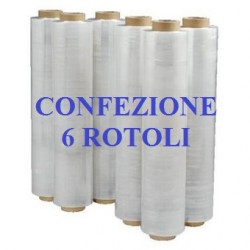 6 ROTOLI PELLICOLA ESTENSIBILE FILM CM. 50X300ML TRASPARENTE KG. 2,5