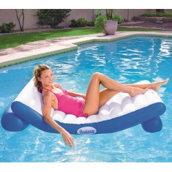 Bestway 43107 Materassino Rialzato Coolerz Luxury galleggiante da piscina e da spiaggia blu e bianca cm. 177 x 94