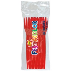 BIBO 20 FORCHETTE IN PLASTICA ROSSA FESTACOLOR