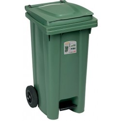 BIDONE NETTEZZA URBANA QUADRATO CON RUOTE E PEDALE LT. 120 VERDE FELCE