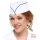 CAPPELLO IN CARTA  CONF  DA 100 PZ  COLORE BIANCO CON BORDINO BLU  TG  UNICA