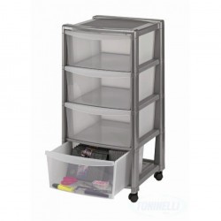 Cassettiera Libera a 4 Scomparti Con Ruote in Dotazione Silver cm. 40x40x80h.