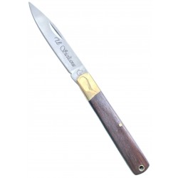 Coltello sfilato tipo Il Siciliano con testine in ottone e manico in palissandro cm. 15