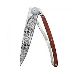 DEEJO WOOD TATOO 37G PADAUK LUCKY SKULL COLTELLO CHIUDIBILE CM. 20,5