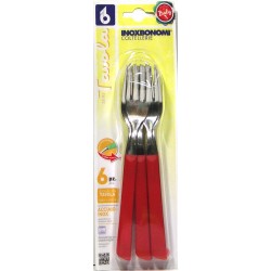 BONOMI SET FORCHETTE DA TAVOLA 6 PEZZI IN ACCIAIO INOX MANICO ROSSO