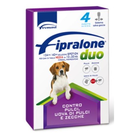 FIPRALONE DUO SPOT ON GATTO ANTIPARASSITARIO PER CANI MEDIA TAGLIA DA KG. 10 A 20 PZ. 4