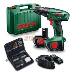 BOSCH TRAPANO A 2 BATTERIE 12V 1,2 AH PSR 12 CON SET VALIGETTA PZ. 46 2BATT 060395550F