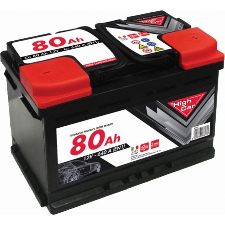 HIGH CAR BATTERIA PER AUTO 80Ah SPUNTO 680A CM. 27,6x17,5x19h.