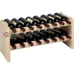 KIT CANTINETTA IN LEGNO MODULARE PORTABOTTIGLIE 16 POSTI CM. 68,8X27X30H