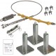 KIT LINEA VITA AUTOMONTANTE CON 3 PALI ALTEZZA 350 MM  CAVO ASSEMBLATO LUNGO 25 MT  AMMORTIZZATORE