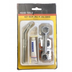 KIT RIPARAZIONE FORATURA GOMMA BICICLETTA CON COLLA E TIP TOP CHIAVE E LEVE