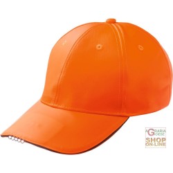 CAPPELLINO IN POLIESTERE C VISIERA CON LUCI A LED  COLORE ARANCIONE