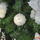 PALLINE SFERE PER ALBERO DI NATALE BIANCO CON PERLINE CM. 9 PZ. 6