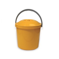 PATTUMIERA IN PLASTICA CON COPERCHIO Giallo Ocra CM. 33x30h LT. 20