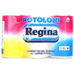 REGINA CARTA IGIENICA 12 ROTOLONI DA 500 STRAPPI 2 VELI