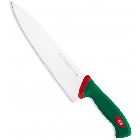 SANELLI COLTELLO TRINCIANTE PREMANA CUCINA CON MANICO VERDE E ROSSO CM. 25