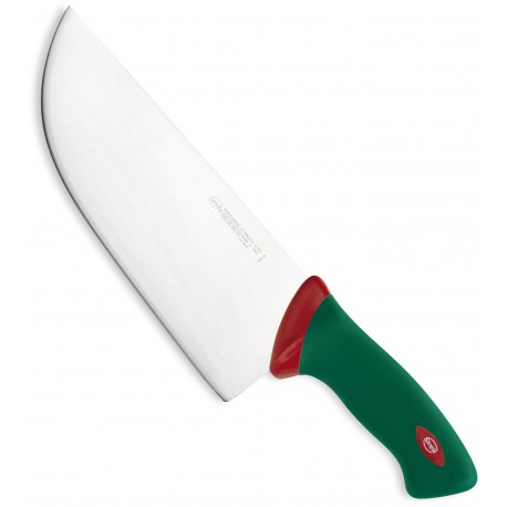 SANELLI PREMANA COLTELLO DA BANCO MEZZO COLPO MANICO VERDE E ROSSO CM. 28