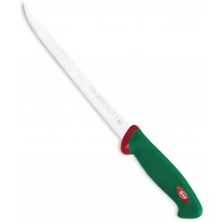 SANELLI PREMANA COLTELLO PER SFILETTARE IL PESCE MANICO VERDE E ROSSO CM. 22