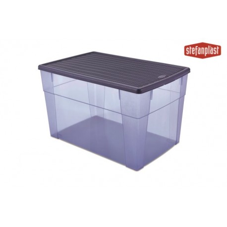 Scatola Contenitore trasparente Elegance Box multiuso XXL HIGH BLU NAVY cm. 59x39x35h. lt. 62